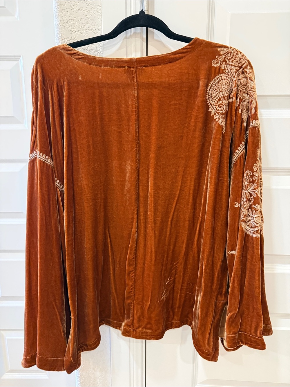 Sundance Velvet Paisley Embroidered Top - Rust & Cream - Picture 6 of 6
